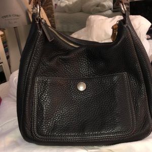 Black Supple leather brown handle coach tote